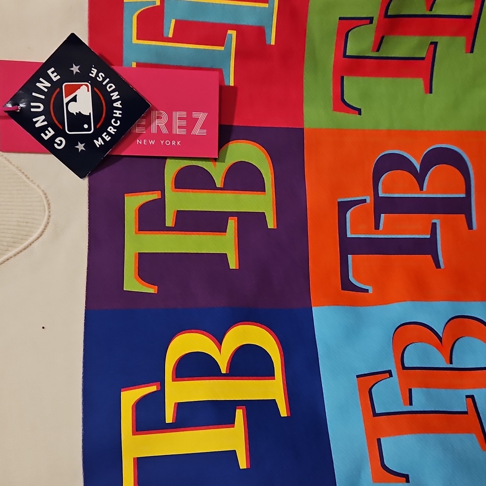TEREZ MLB TAMPA BAY Rays neon logo Crewneck long, sleeve sweatshirt Small New - Picture 7 of 9